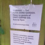 Signs regarding use of Green House Studios Garden